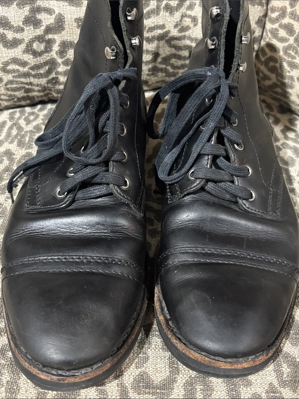 Thursday everyday black leather men’s small batch handcrafted lace up boots 9.5